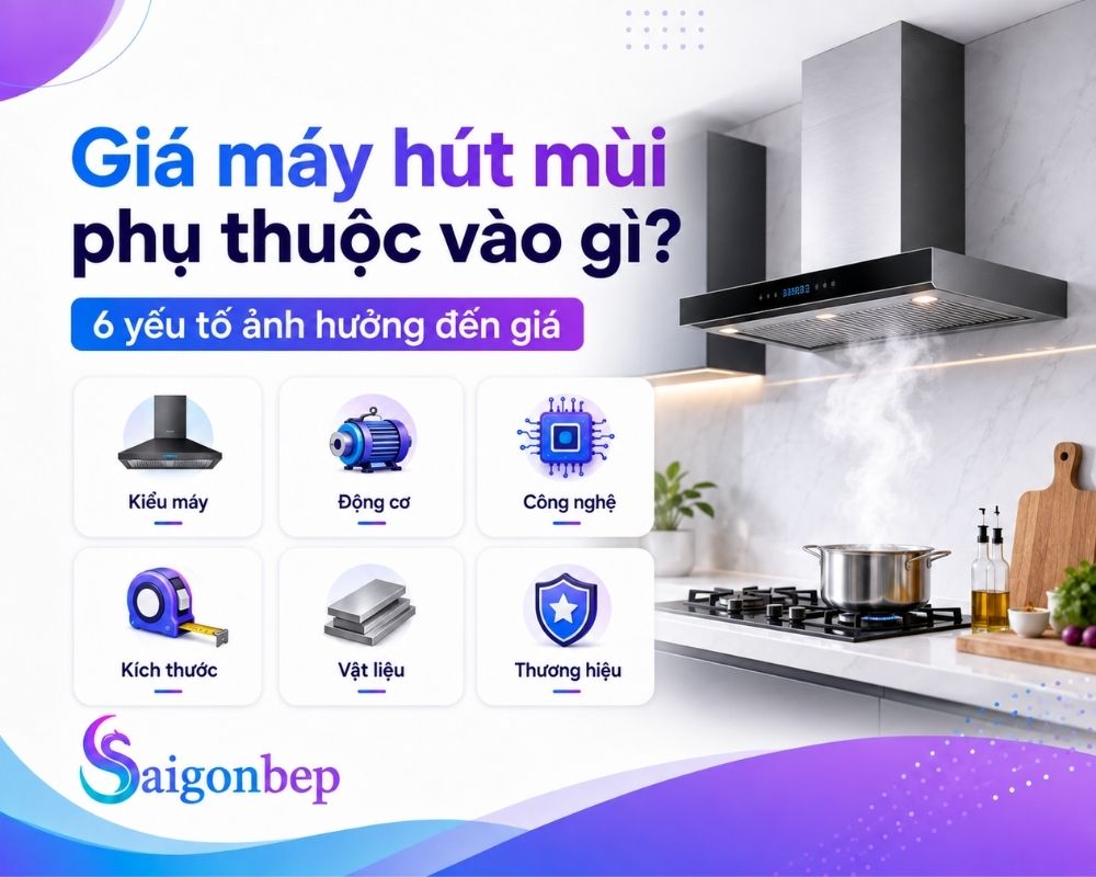 Giá của máy hút mùi tạo cấu tạo từ nhiều thành phần khác nhau