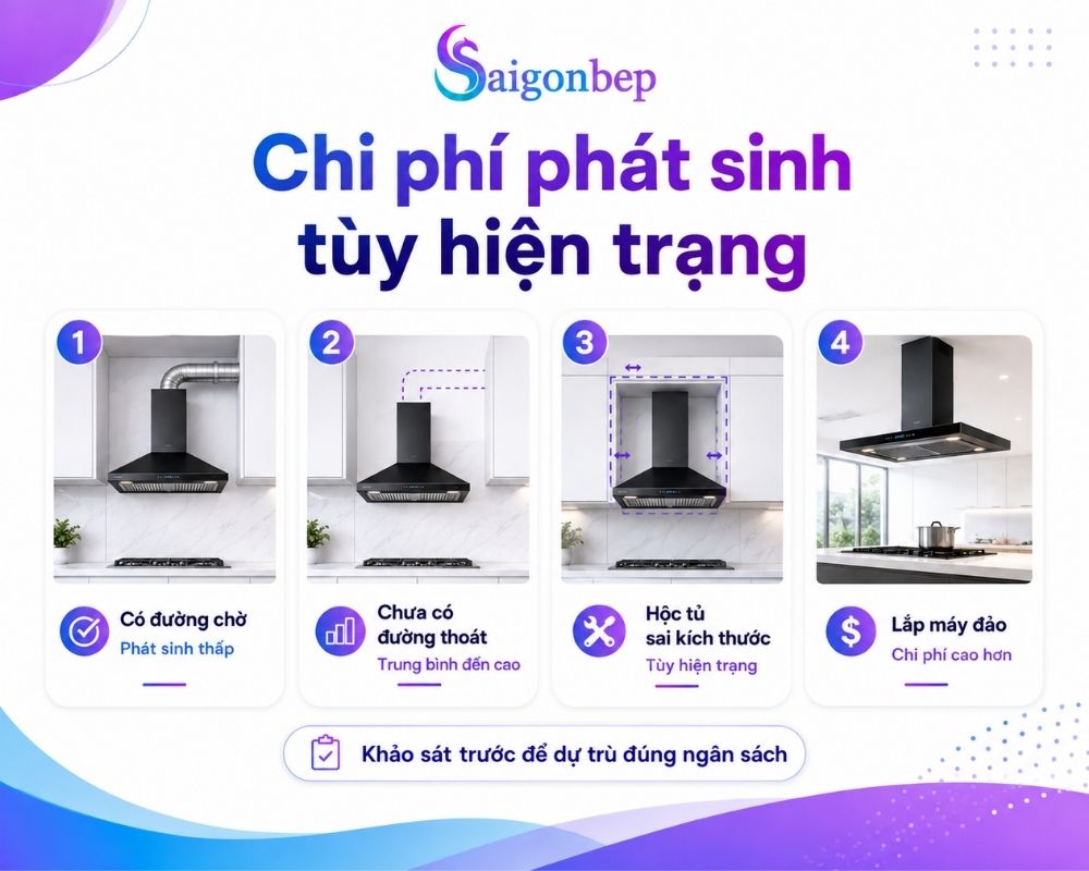Chi phí phát sinh sẽ tuỳ thuộc vào hiện trạng của căn bếp gia đình