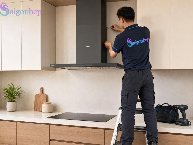 Kỹ thuật Sài Gòn Bếp lắp đặt thực tế