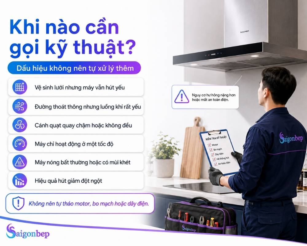 Nếu chưa xử lý được cần liên hệ ngay với Sài Gòn Bếp để được tư vấn