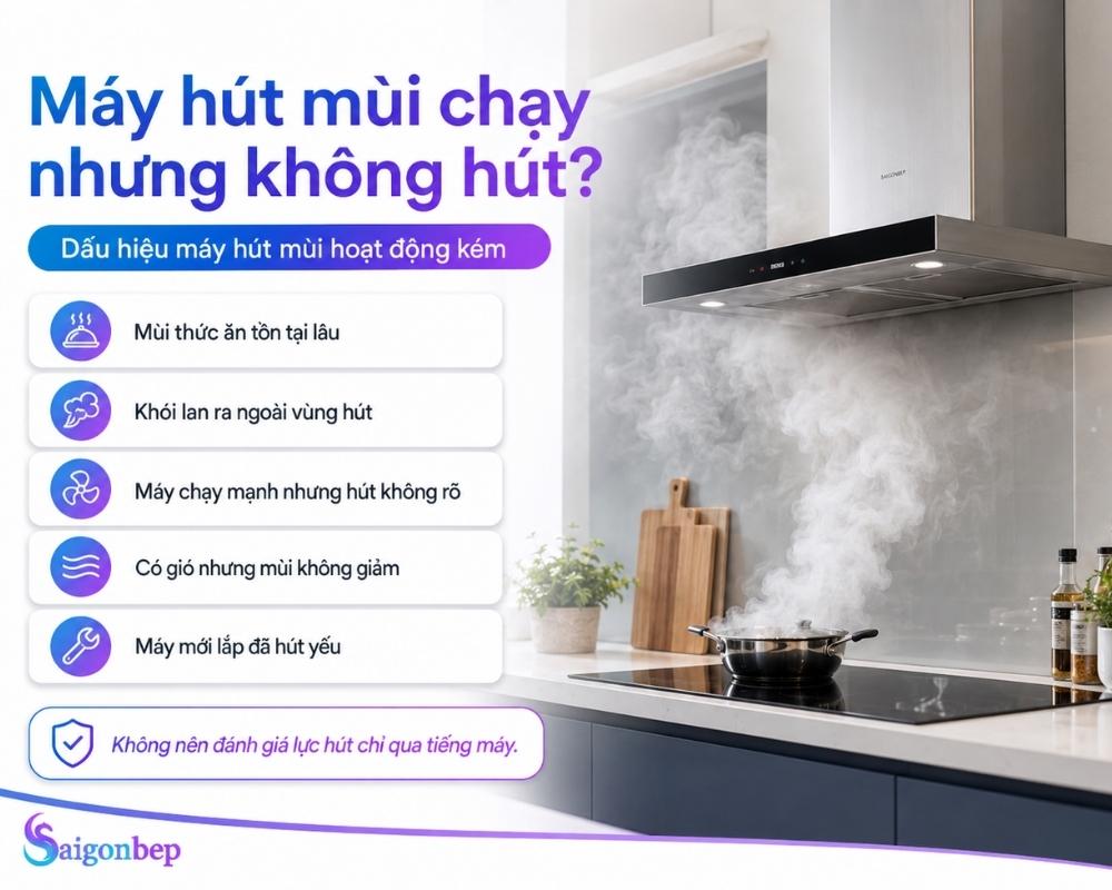 Máy hút mùi kém giảm khả năng vận hành&nbsp;