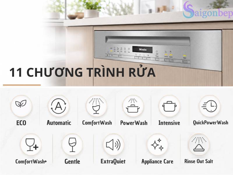 Hệ thống chương trình rửa của Máy rửa bát bán âm Miele G 7210 SCi CleanSteel