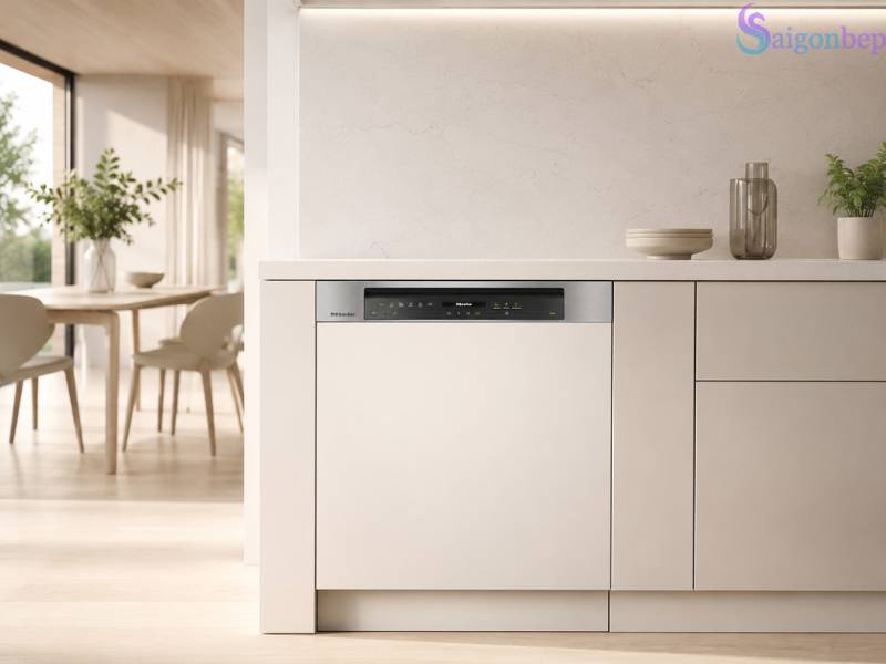 Miele G 7210 SCi CleanSteel – Thiết kế bán âm tinh tế, bảng điều khiển phía trước tiện thao tác.