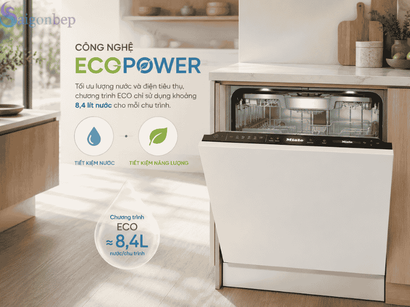 Công nghệ Eco Power của Máy rửa bát Miele G 7797 SCVi XXL AutoDos 125 Gala Edition