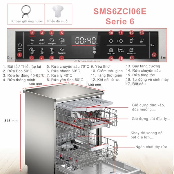 Máy rửa bát Bosch SMS6ZCI06E Series 6