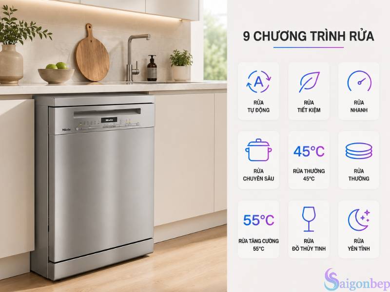 Hệ thống chương trình rửa của Máy rửa bát Miele G 7130 SC Front AutoDos