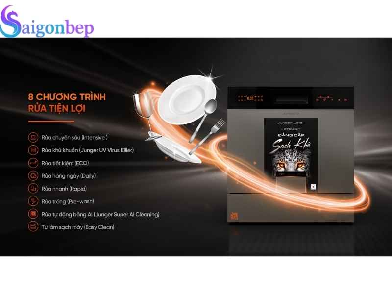 Trang bị 8 chương trình rửa độc lập