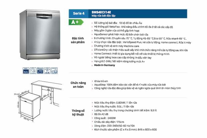 Máy rửa chén Bosch SMS4ECI14E