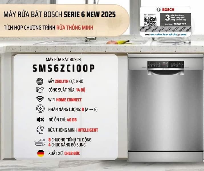 Máy rửa chén Bosch SMS6ZCI00P