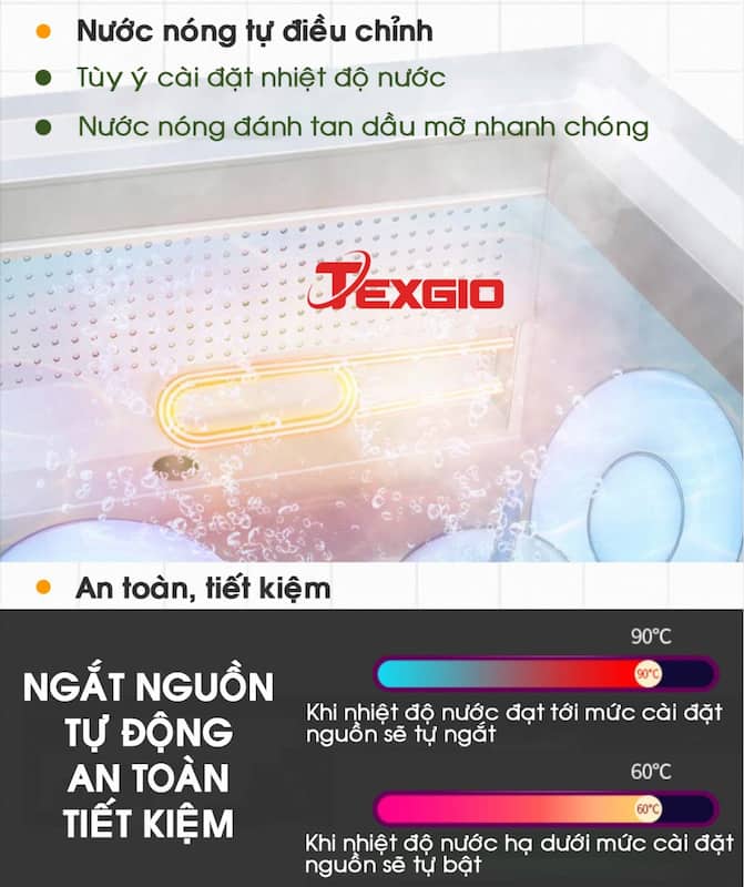 Máy rửa chén công nghiệp sóng âm Texgio Ultrasonic Luxury TGU-1500XS