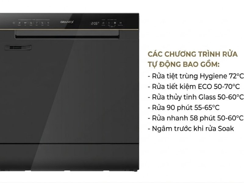 Trang bị 6 chương trình rửa khác nhau