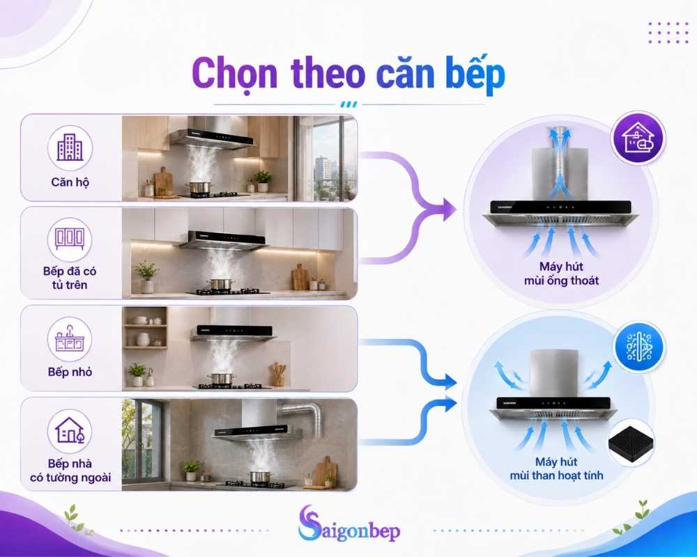 Lựa chọn theo hiện trạng căn bếp của gia chủ