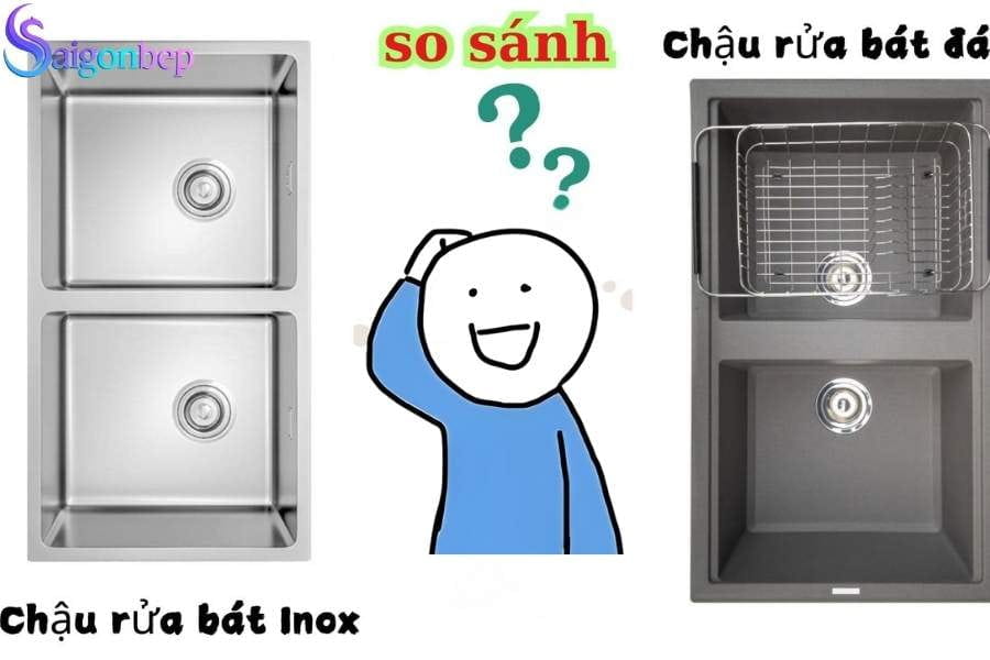 Nên mua chậu rửa chén bằng đá hay inox