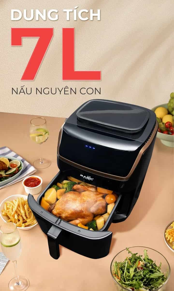 Nồi chiên nướng không dầu kết hợp hấp cao cấp Magic Eco S07 Pro