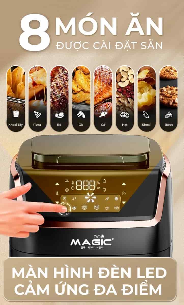 Nồi chiên nướng không dầu kết hợp hấp cao cấp Magic Eco S07 Pro