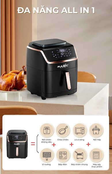 Nồi chiên nướng không dầu kết hợp hấp cao cấp Magic Eco S07 Pro