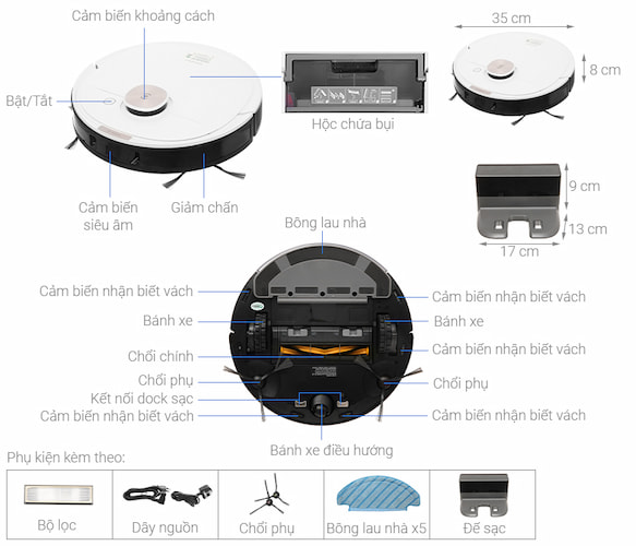 Robot hút bụi lau nhà Ecovacs Deebot Ozmo T8