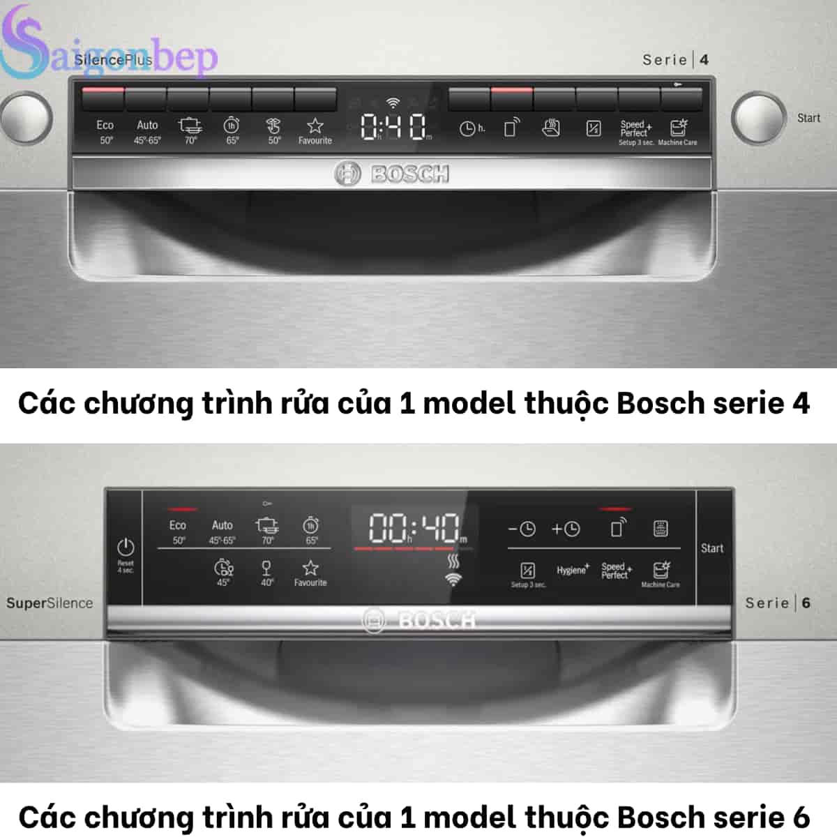 chương trình rửa của máy rửa chén bosch serie 4 và bosch serie 6