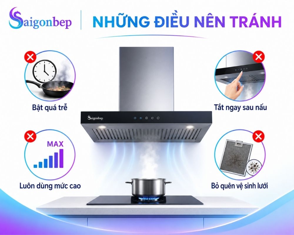 Những điều nên tránh khi sử dụng máy hút mùi