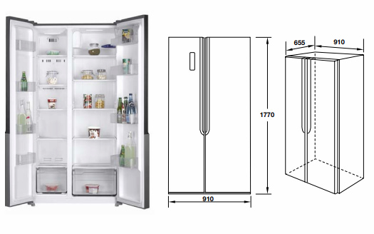 Tủ lạnh side by side 2 cánh Hafele HF-SB5321FB 534.14.021