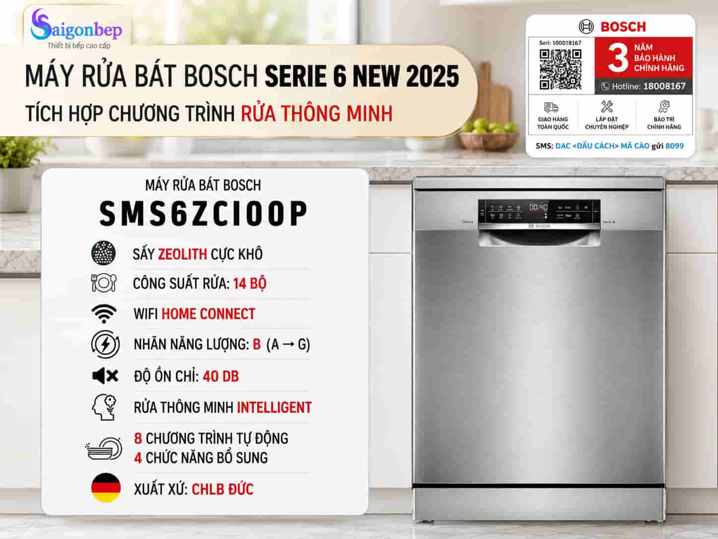 tính năng nổi bật máy rửa bát bosch sms6zci00p