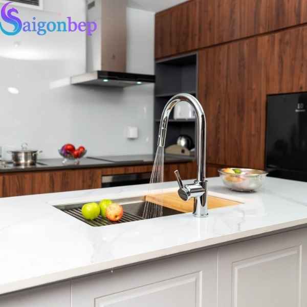 Vòi rửa bát Konox dây rút Alto Nickel