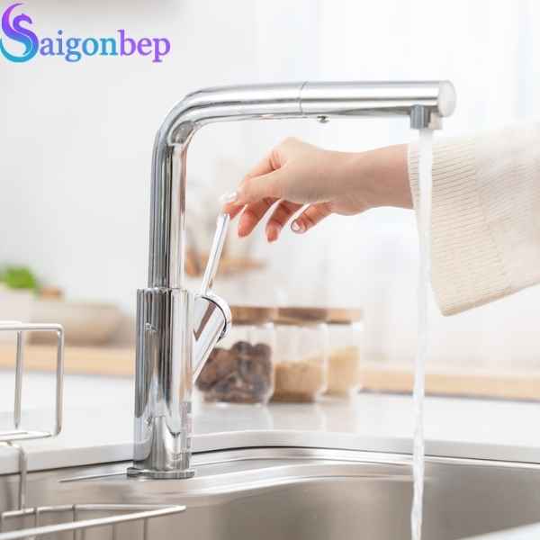 Vòi rửa bát Konox dây rút Artan Chrome