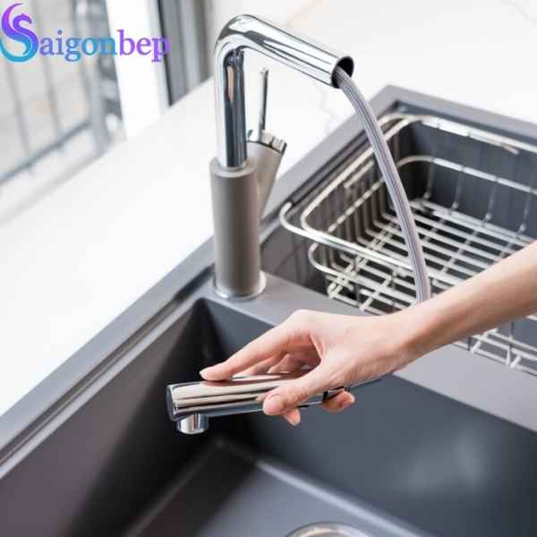 Vòi rửa bát Konox dây rút Artan Grey