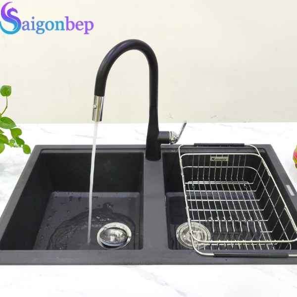 Vòi rửa bát Konox dây rút Curva Black