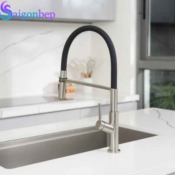 Vòi rửa bát Konox thân mềm Tema Nickel