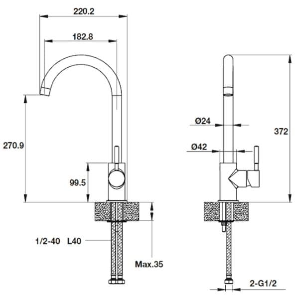 Vòi rửa chén Hafele HT19-GH1F270 570.51.590