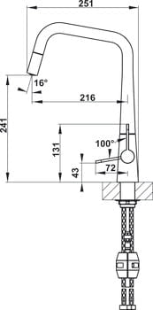 Vòi rửa chén Hafele HT20-CH1P241 570.82.220