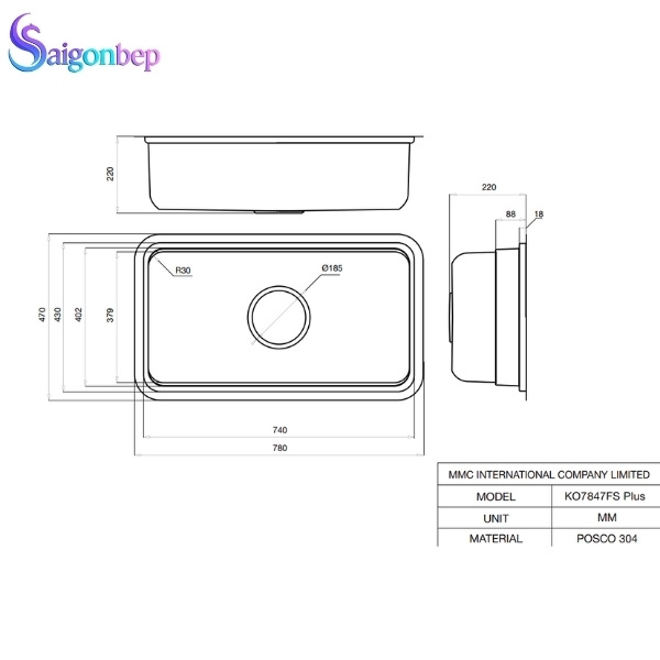 Chậu rửa bát Kluger KO7847FS Plus