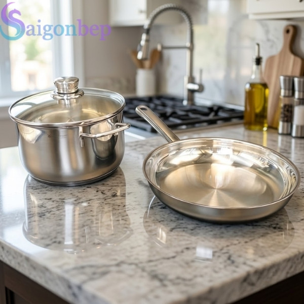 Bộ 2 Món WMF Diadem Plus (Nồi 20cm & Chảo Thép 24cm) Chuẩn Đức