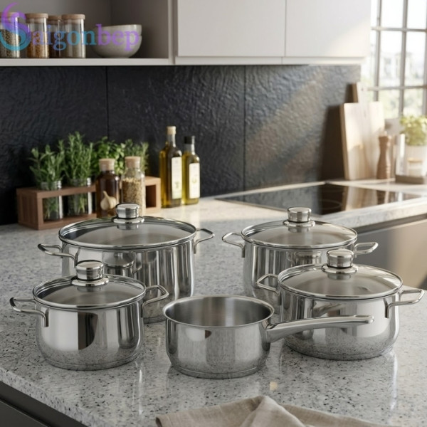 Bộ Nồi 5 Món WMF Belmonte - Đẳng Cấp Thép Đức 18/10