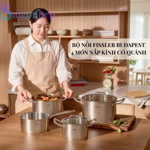Bộ nồi Fissler Budapest 4 món nắp kính có quánh
