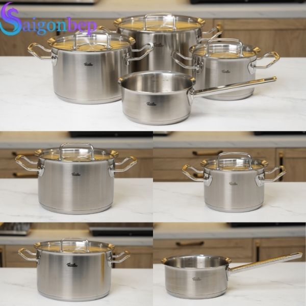 Bộ nồi Fissler Original-Profi 4 món nắp inox (3 nồi 1 quánh)