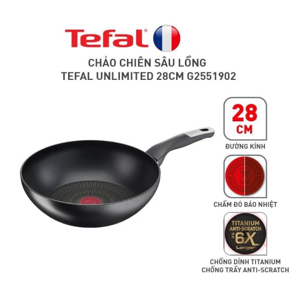 Chảo từ Tefal Unlimited sâu lòng Size 28