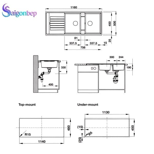 Chậu đá màu xám Hafele BLANCOZIA 8S 565.76.959