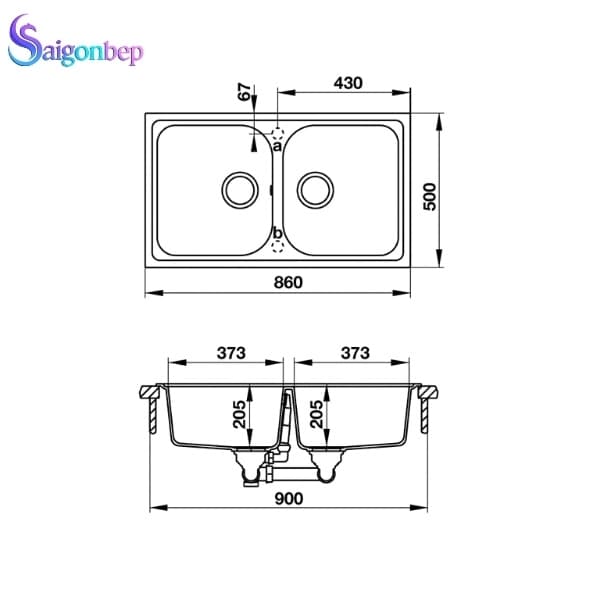 Chậu rửa đá HS19-GEN2R90 Hafele
