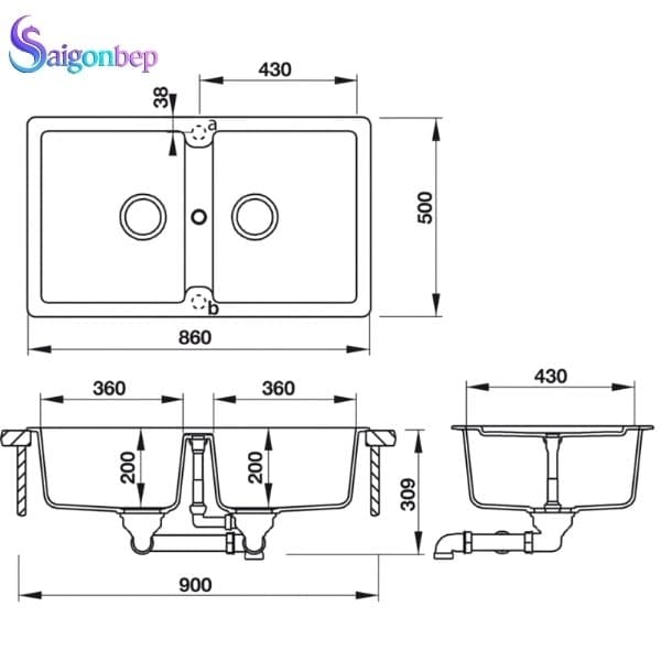Chậu rửa bát đá Hafele HS19-GEN2S90