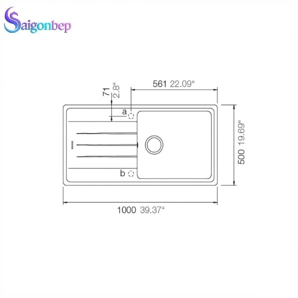Chậu rửa chén đá HS20-GED1S60 Hafele