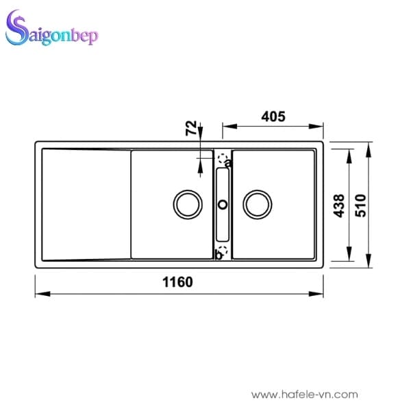 Chậu rửa chén đá HS20-GKD2S80 Hafele