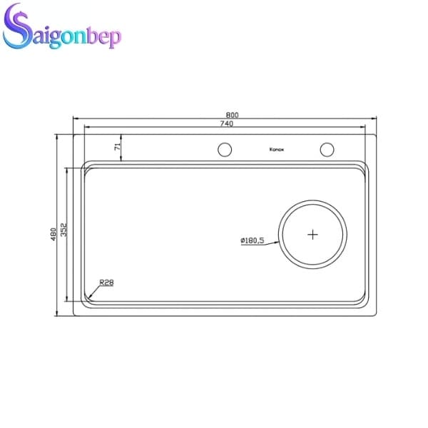 Chậu rửa bát 1 hố Konox Workstation Sink KN8048TS Dekor