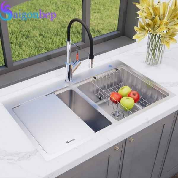 Chậu rửa bát 2 hố Konox KN8651TD Dekor Full