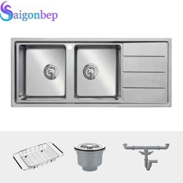 Chậu rửa bát 2 hố Konox Turkey Sink Beta 1160 Bàn Phải