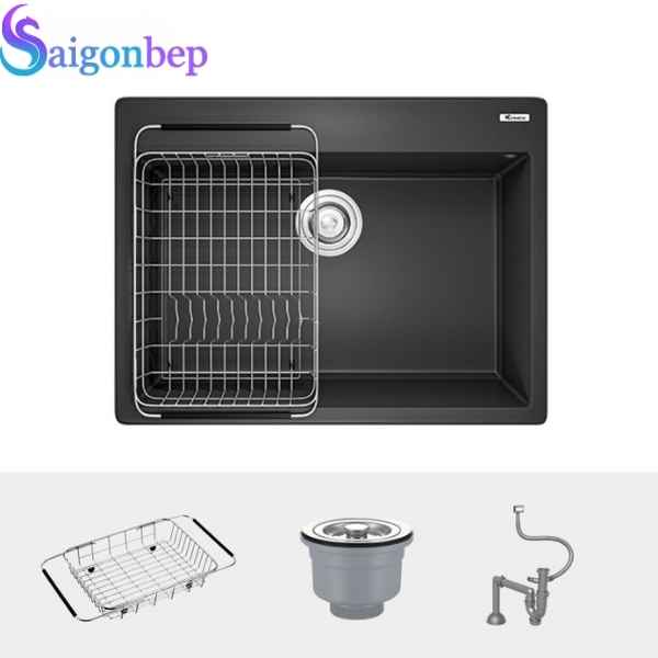 Chậu rửa bát Konox 1 hố Granite Sink Ruvita 680 – Black