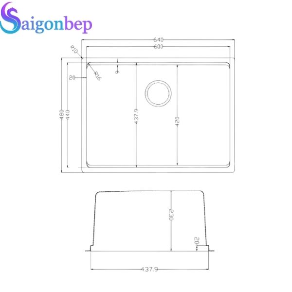 Chậu rửa bát bề mặt mịn Tari 6448SM