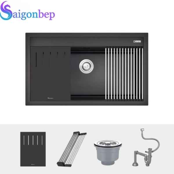 Chậu rửa bát đá 1 hố Konox Terra 860S Black