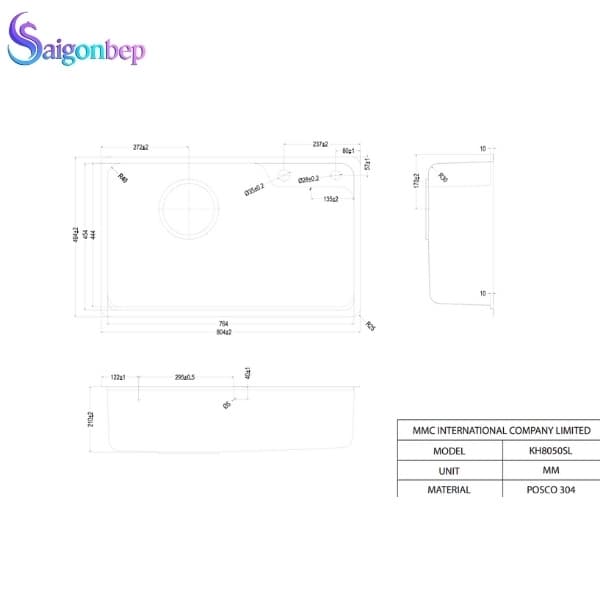 Chậu rửa bát Kluger KH8050SL Plus